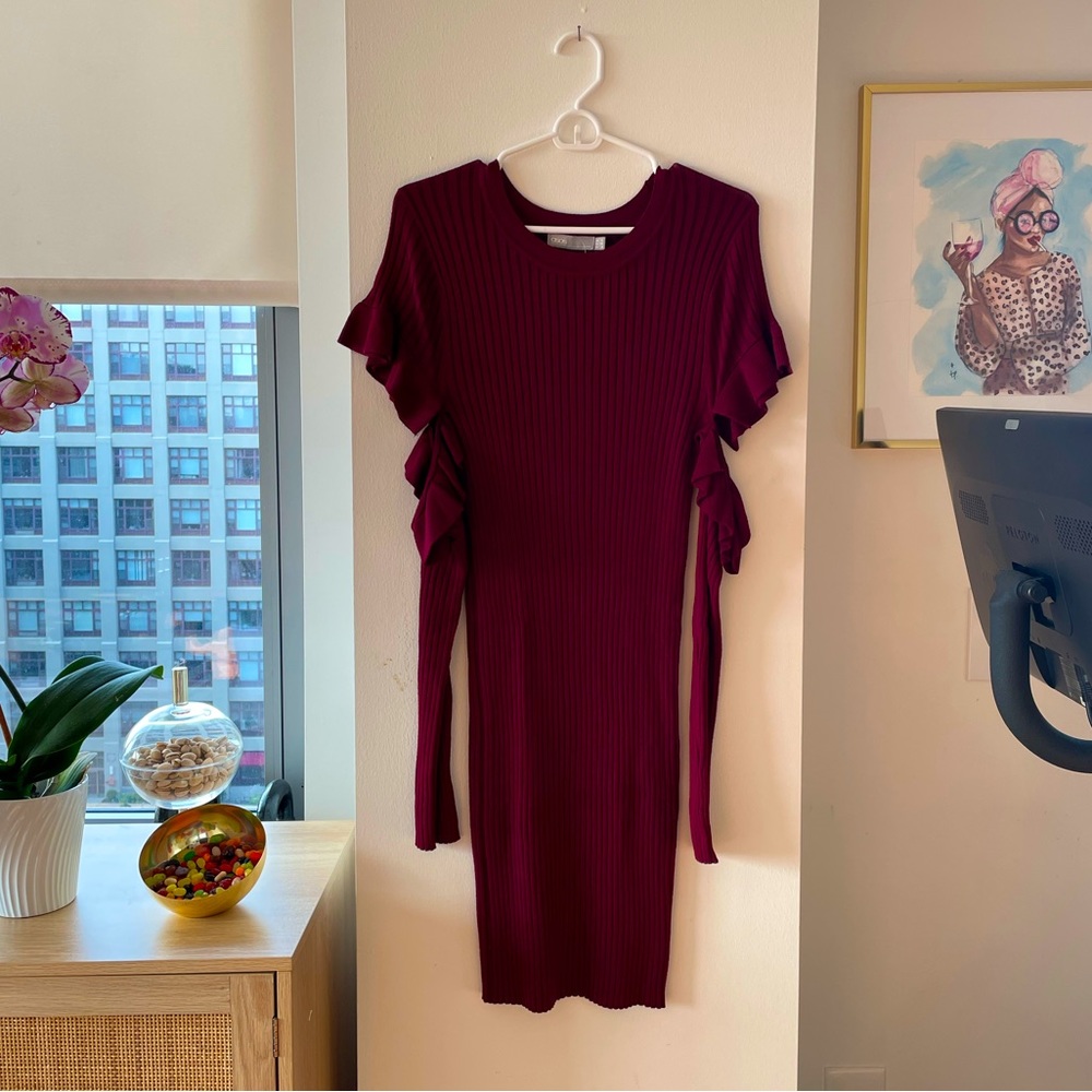 ASOS maroon sweater dress w/ cut out sleeves